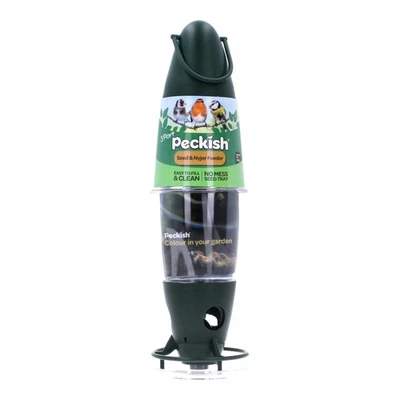 Peckish Bird Feeder Plastic Seed & Nyjer Green Hanging Garden Wildlife 0.6L - Image 1 of 4