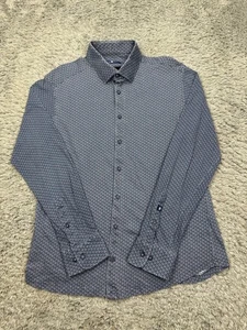Stone Rose Shirt Men XL Blue Martini Cocktail AOP Geometric Career Button Up - Picture 1 of 9