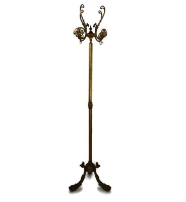 Perchero de pie para árbol de pasillo base de peces de latón Hollywood Regency Italia Foto 1 de 4