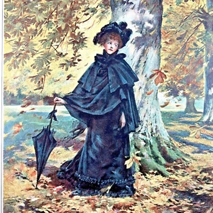 1893 Victorian Color Typogravure "FALLING LEAVES" Artist Madeleine Lemaire - Picture 1 of 2