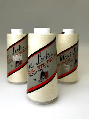 LOT OF 3 -NEW-Maxi-lock Serger A&E Thread color 002-Eggshell polyester 3000 yds - Image 1 of 3