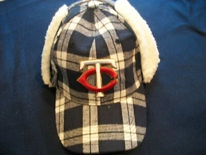 Baseballkappe Mütze Minnesota MN Twins TC blau kariert Wolle Ohrenklappe Buffalo Druckknopflasche - Bild 1 von 3