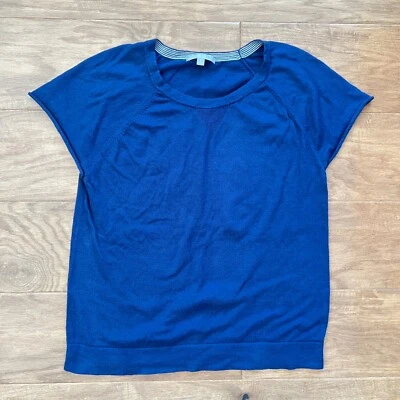 Uniqlo Sweater Size M Blue Cotton Cashmere Blend Short Sleeve - Image 1 of 4