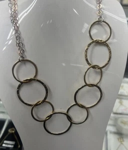 20" Italien 18k goldfarben Sterlingsilber Kreis Gliederkette Halskette Doppelkette - Bild 1 von 9