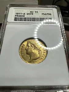 1811 FRANCE GOLD 20 FRANCS ANACS AU55 - Picture 1 of 2