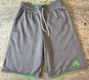 Adidas Youth Medium Gray/Green Reversible Athletic Shorts - Picture 1 of 9