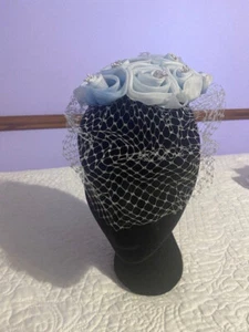 Vintage Pale Blue Cocktail Hat - Picture 1 of 5
