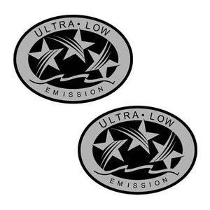 2Pcs Ultra Low Emission 3 Outboard Graphic Sticker Decal - Silver 3.66"x2.76" - Picture 1 of 6