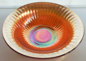 Imperial Glass Iridescent Marigold Carnival Smooth Rays 9" Bowl - Picture 1 of 11