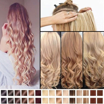 5 Clips Thick 100% Natural Clip in Synthetic Hair Extensions as Human Curly US - Image 1 of 4