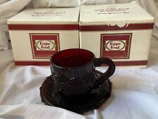 3 Avon 1876 Cape Cod Collection Ruby Red Cup & Saucer Sets