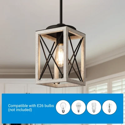 DEWENWILS Pendant Light Wood Grain Adjustable 48" Cord for Sloped Ceiling - Image 1 of 4