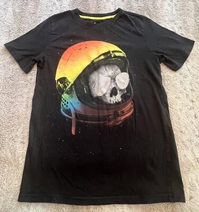 Circo Youth Boys Black Short Sleeve T-Shirt Helmet Skull Sunglasses Size M 8/10 - Picture 1 of 10