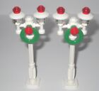 **2 NEW WHITE LEGO CHRISTMAS LAMP POSTS, STREET LIGHT, FOR CITY, VILLAGE, TOWN**