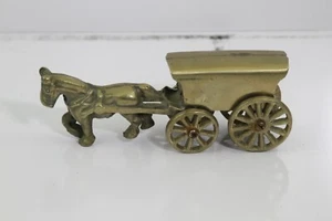 SOLID BRASS HORSE AND BUGGY CARRIAGE 7" LONG X 2 1/2 TALL X 2 WIDE - Picture 1 of 6
