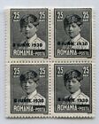 Rumänien 1930 4X 25 BANI König Michael, endgültig, überdruckt ""8 IUNIE 1930", NEUWERTIG