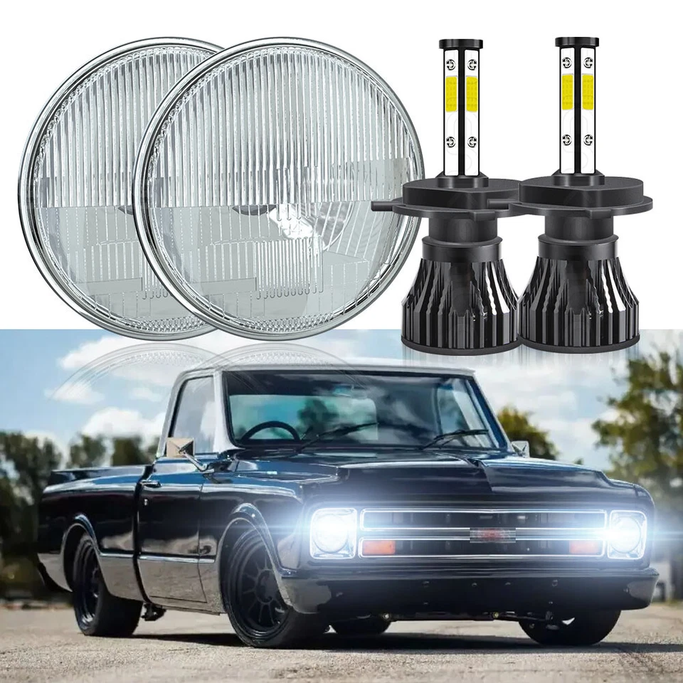 Pair 7" LED Headlights fit for Chevrolet C10 Pickup 1962 1963 1964 1965-1980 - Image 1 of 4