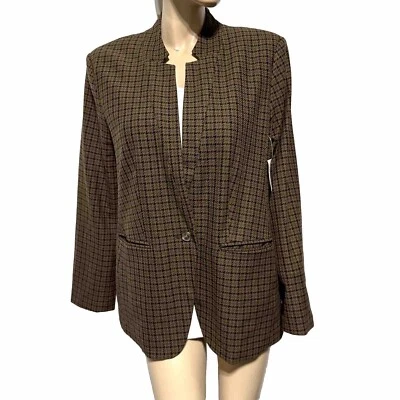 Blazer para mujer Old Navy talla XL chaqueta cuello muesca invertida marrón pata de gallo Foto 1 de 4