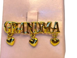 Vintage Sammlerstück Oma Herz goldfarbene Metall Brosche Anstecknadel Nachlass - Bild 1 von 7