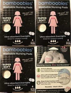 Cuscinetti infermieristici bambùobies - lavabili riutilizzabili ultra assorbenti durante la notte NUOVI 12 cuscinetti - Foto 1 di 3
