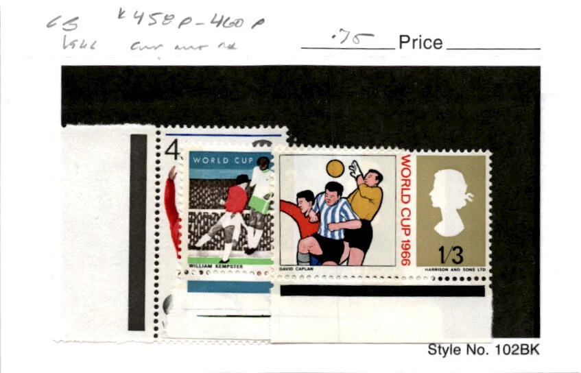 Великобритания, почтовая марка, #458p-460p как новая без наклеек и следов, 1966 футбол (AC) - Изображение 1 из 1