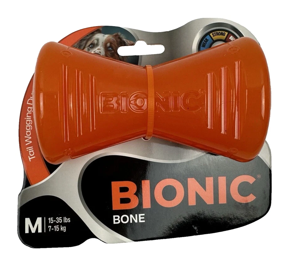 Bionic Dog Toys Bone Orange Toy for Heavy Chewers Medium to Large - Image 1 of 4