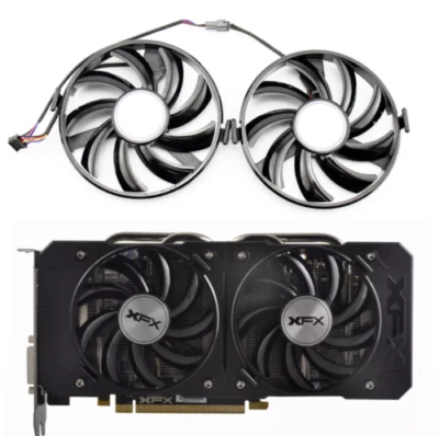 Pair Fans Cooling Fans For Radeon XFX R9 380X R7 350 360 370 FDC10H12S9-C - Image 1 of 4