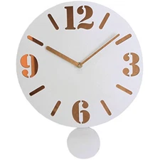 Hometime The Milky Clock White Vintage Style Wall Clock With Pendulum W7319