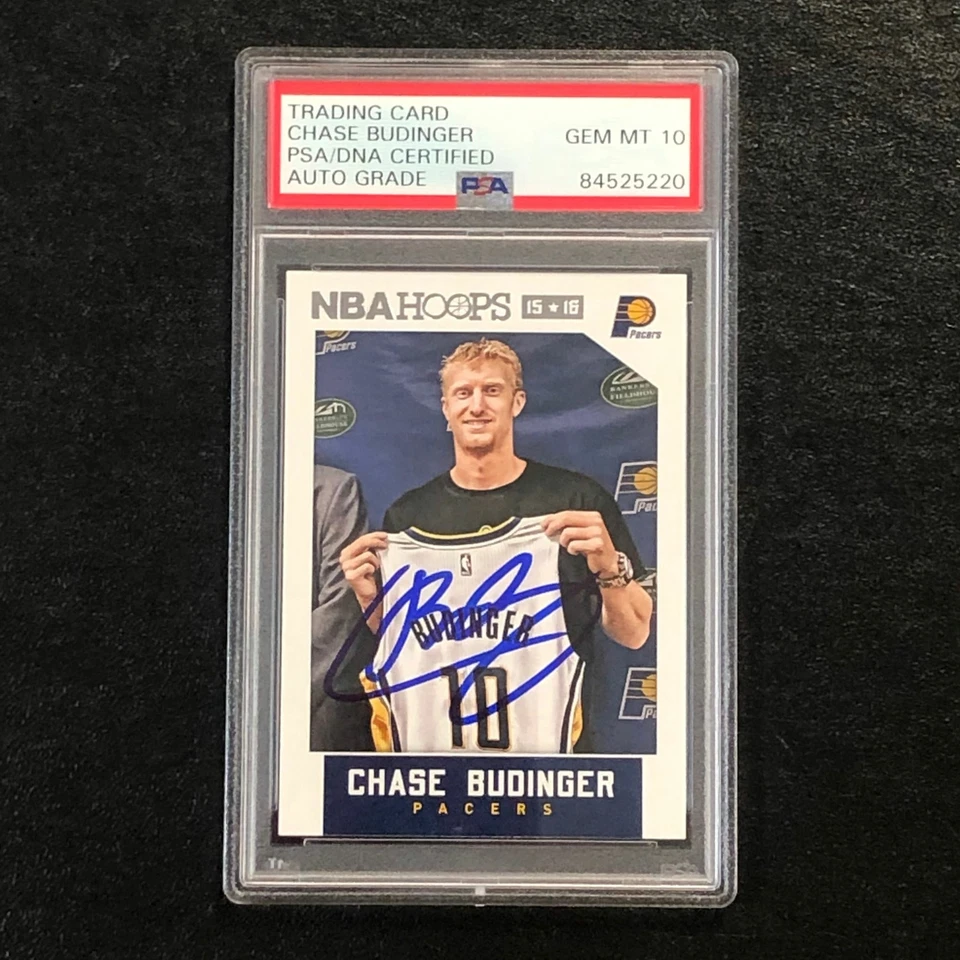 2015-16 NBA Hoops #127 Chase Budinger Signed Card AUTO 10 PSA/DNA Slabbed Pacers - Image 1 of 2