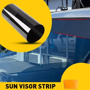 Car Front Visor Sun Strip Film Tint Windshield UV Shade Banner Black Accessories - Picture 1 of 12