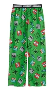 Pantalones de dormir Minecraft - pequeños 4/5 - verdes - lucha de diamantes nuevos con etiquetas - Imagen 1 de 1