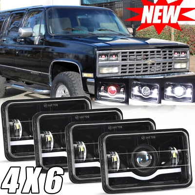 Faros LED 4x6"" haz alto/bajo DRL para Chevrolet R2500 Suburban 1989-1991 4 piezas Foto 1 de 4