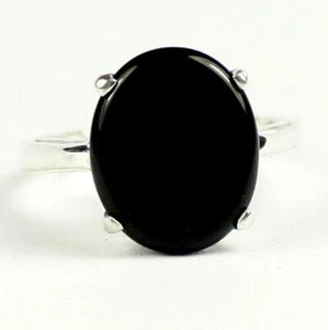 925 Sterling Silber Damen Ring, schwarzer Onyx, SR055 - Bild 1 von 5
