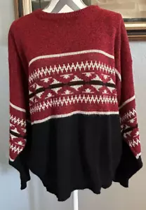 Maglione Graphix Uomo XL Rosso Fair Isle Maglia Maglione Vintage anni 80-90 - Foto 1 di 8