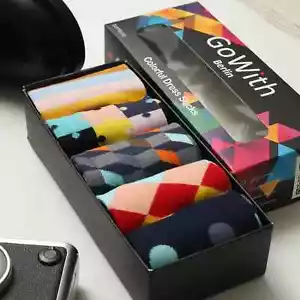 Men's Bamboo Socks, Colourful happy socks, soft breathable gift box UK size 6-11 - Picture 1 of 18