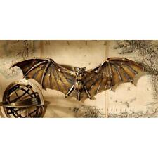 Burnished Antiqued Brass Finish Steampunk Industrial Gothic Bat Wall Sculpture
