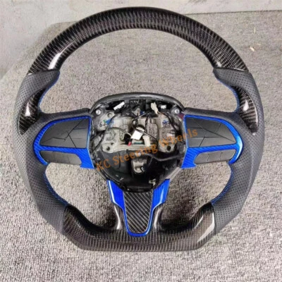 Real Carbon Fiber Perforated leather Blue line Steering Wheel For Dodge Durango - Image 1 of 4