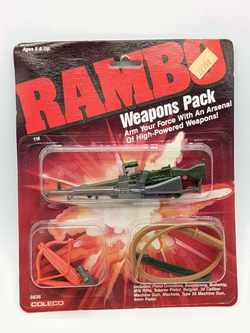 1986 Vintage Coleco RAMBO WEAPONS PACK Figure Accessories on card Cover