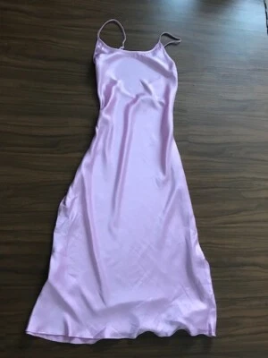 Zara satin long dress backless pink powder pink cut out back maxi dress s - Bild 1 von 4