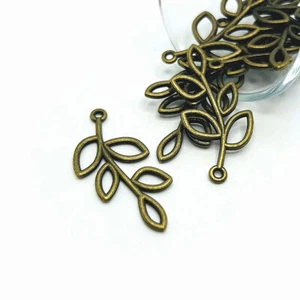 4, 20 or 50 BULK pcs Tree Branch Leaf Charms, Bronze - US Seller - BR008 - Picture 1 of 4