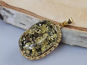 Green Baltic Amber necklace Goldplated Handmade Gemstone Jewelry High quality - Picture 1 of 6