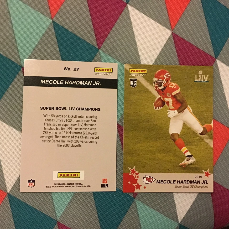 Mecole Hardman Jr RC #27 2020 Panin Instant Chiefs Super Bowl LIV Champions 2019 - Image 1 of 1