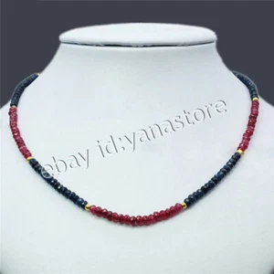 Collares de perlas de piedras preciosas de zafiro rubí facetado natural de 2x4 mm 16-48 pulgadas - Imagen 1 de 17