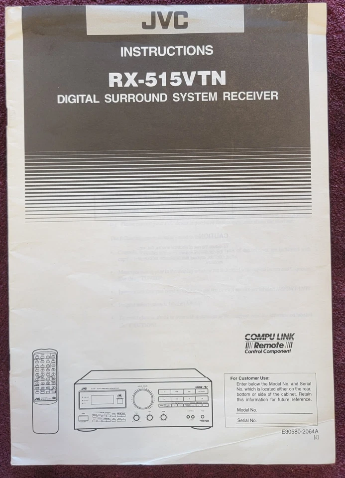 JVC RX-515VTN Receiver OEM Owners / Operators Manual * EXCELLENT CONDITION * - Image 1 of 1