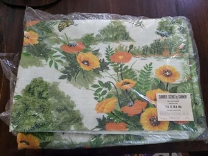 New Vintage Cannon Summer Scene Blanket 72 X 84 Poppies Polyester Washable USA - Picture 1 of 8