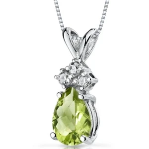 Colgante de peridoto en forma de pera de oro blanco de 14 quilates de 0,75 quilates - Imagen 1 de 4