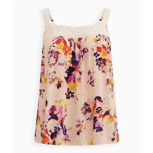 Lilac & Cream 1X Torrid Sophie Swing Tank Top Cami Crochet Lace Floral 14/16 NEW - Picture 1 of 14
