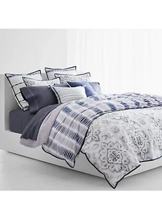 RALPH LAUREN NAVY BLUE & LILAC LUNA MEDALLION FULL/QUEEN COMFORTER SET - Picture 1 of 8