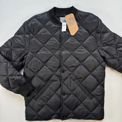 THE GAP Diamond Quilted Bomber Puffer Snap Jacket Mens Small Black Primaloft NWT - Image 1 of 4