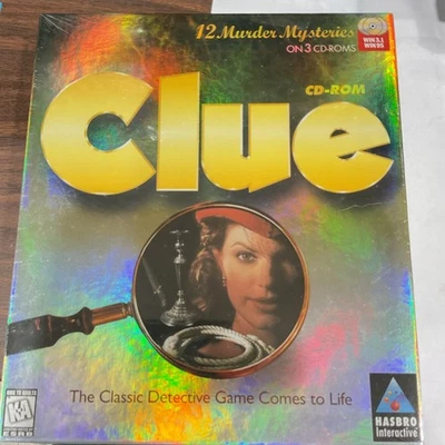 Clue Big Box Game CD-ROM Murder Mystery Vintage 1996 Windows Hasbro New Sealed - Image 1 of 2